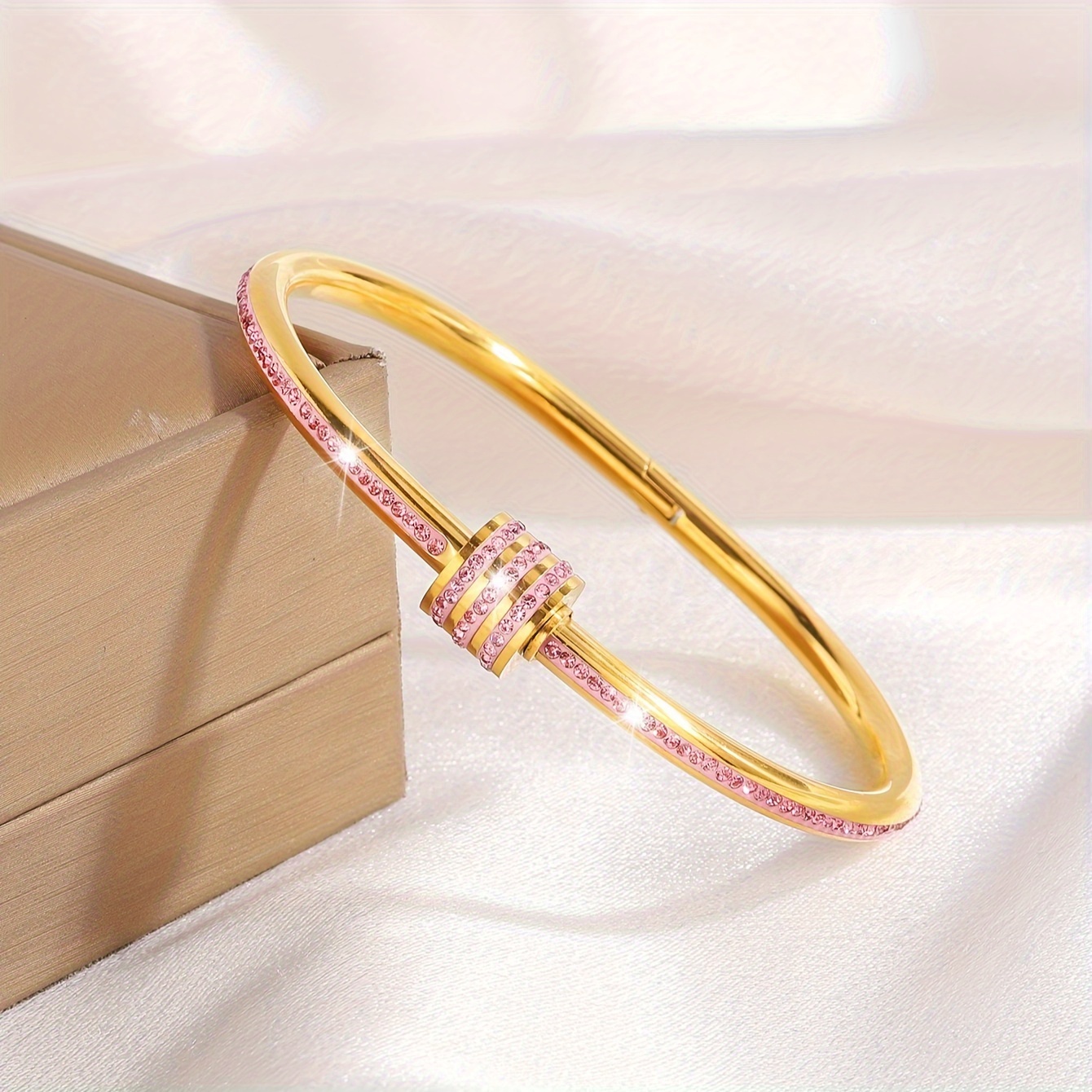 Stainless Steel Heart Triple Layer Rhinestone Bracelet Set